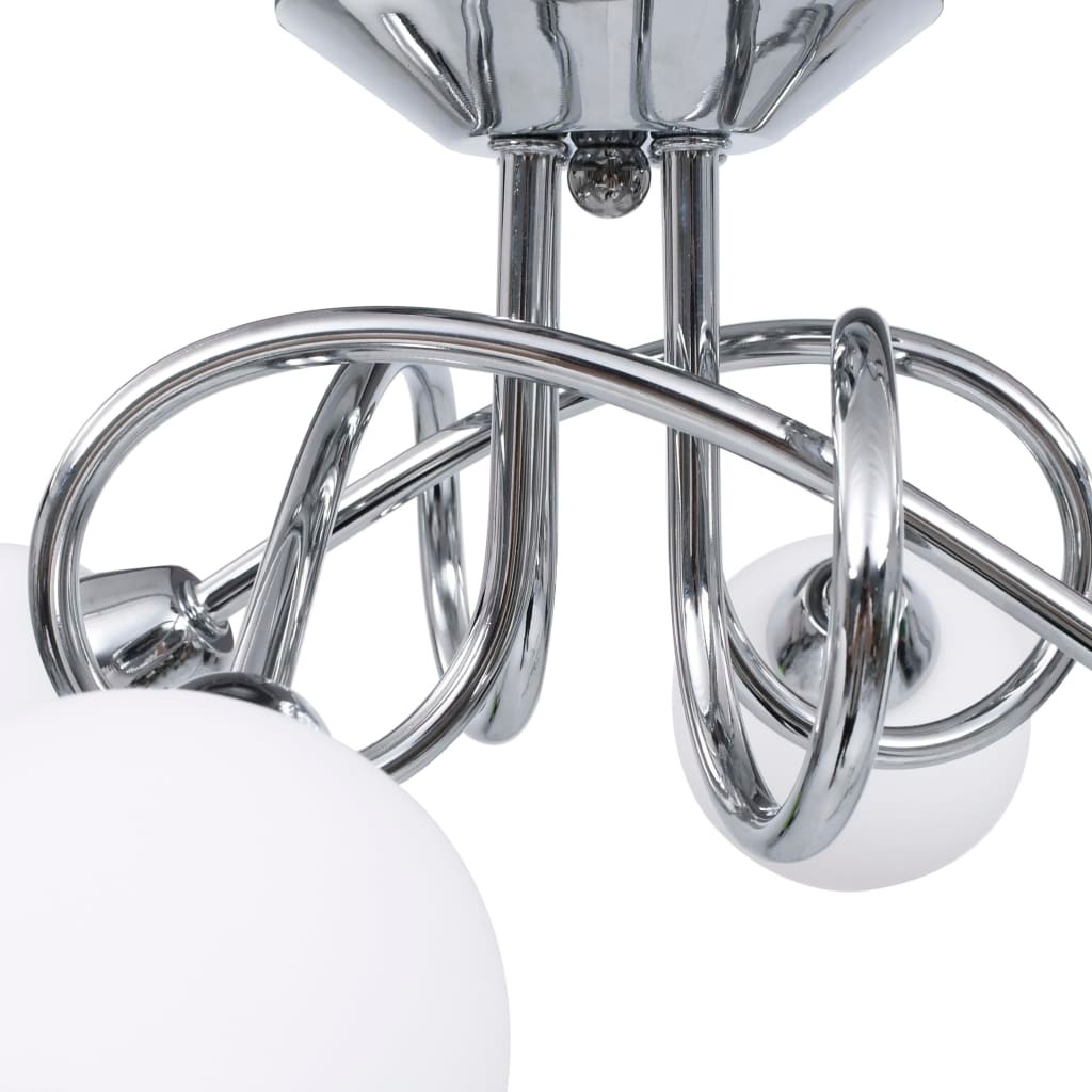 Ceiling Lamp with Round White Ceramic Shades for 4 G9 Bulbs
